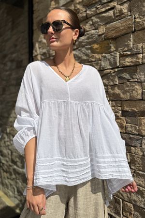 Made in Italy Sa Caleta Cotton Artist Smock White